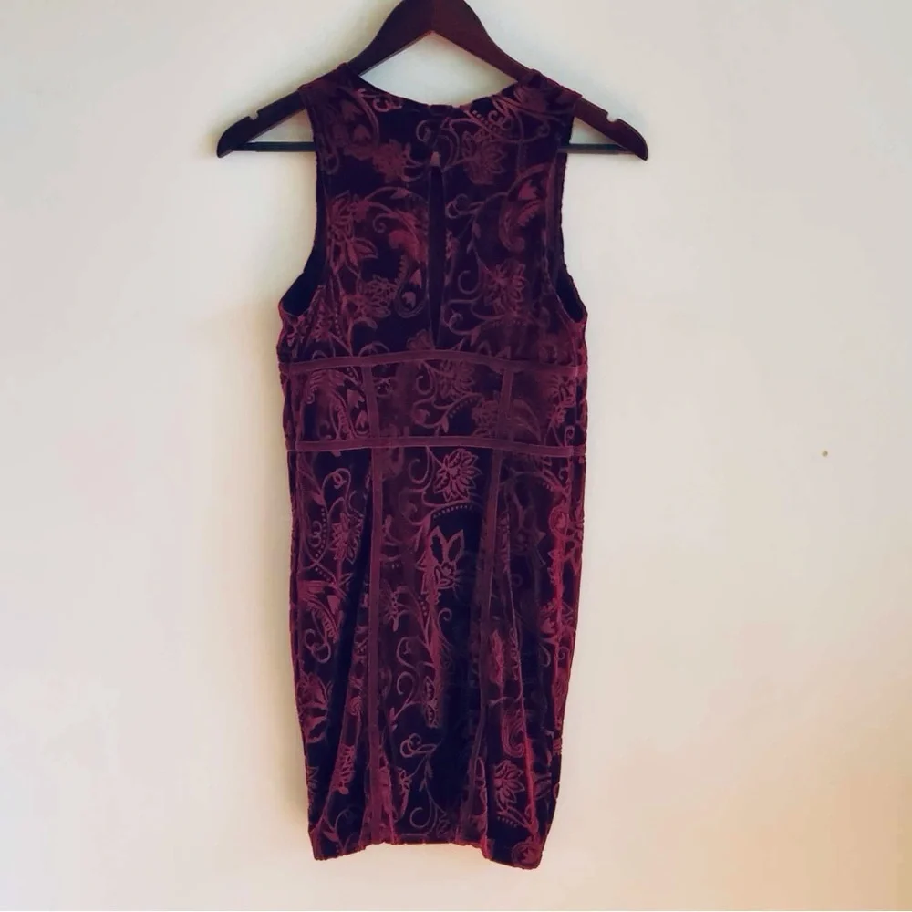 Free People Babe Bodycon Dress Floral Burnout Velvet Burgundy